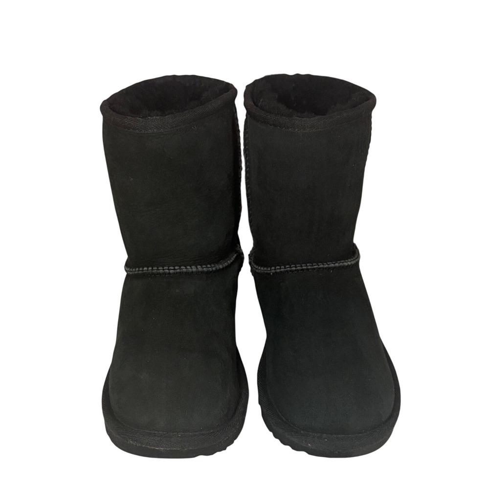 UGG Classic II Short Black Suede Sheepskin Boots 1017703K Kids 3 Womens 5